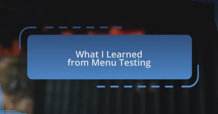 What I Learned from Menu Testing